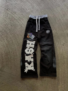 Pantalon de survêtement ample de sport de haute qualité personnalisé OEM, pantalon de survêtement parachute, coupe-vent réfléchissant, 100% coton, brodé, pour hommes - Product Image 1