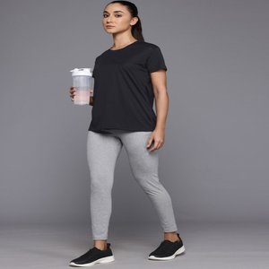 T-shirt en coton personnalisé pour femmes T-shirt vierge respirant T-shirt à col rond côtelé pour femmes T-shirt en tricot léger - Product Image 6