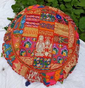 Cojines Redondos de Patchwork, Cojín de Meditación, Fundas de Cojín, Cojines de Piso Bordados Coloridos - Product Image 1