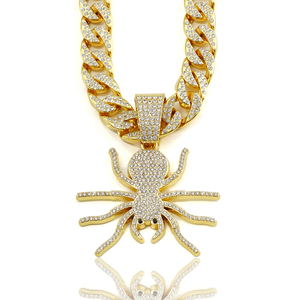 Pendentif en or jaune 18 carats en forme d'araignée créé en laboratoire style hip hop pour homme avec pierre de moissanite cultivée en laboratoire - Product Image 3