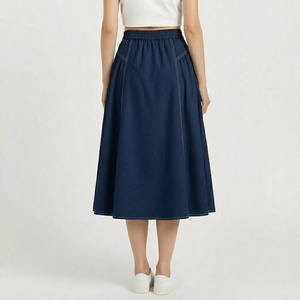 Falda skater caqui para mujer con cintura media elástica - Product Image 6