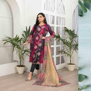 Tawakkal-traje de 3 piezas con mesa dorada impresa, ropa de la India y paquistaní de marca Original - Product Image 3