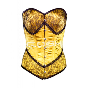 Corset en satin rouge de haute qualité avec baleines en acier et superposition de dentelle noire, robe corset pour soirée et club - Product Image 4