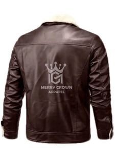 แจ็กเก็ตหนังขนแกะสำหรับผู้ชายแจ็คเก็ตหนังขนแกะมีกระเป๋าซิปซับในออกแบบได้ตามต้องการสำหรับฤดูหนาว - Product Image 2