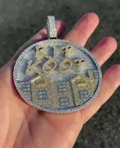 Colgante de moissanita real de corte redondo de 3,30 quilates chapado en oro blanco de 14 quilates con letra personalizada para fiestas - Product Image 2