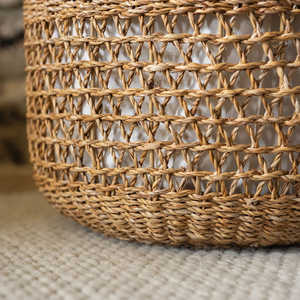 Set Of 2 Seagrass <b>Laundry</b> <b>Basket</b> with Lid Lined <b>Woven</b> Hamper Handmade Natural <b>Laundry</b> Storage Home Organization Made In Vietnam - Product Image 5