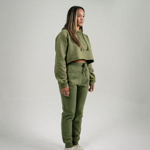 ชุดวอร์มเสื้อครอปสำหรับผู้ชายชุดวอร์มคอตตอนผ้าฟลีซออกแบบได้ตามต้องการสำหรับผู้หญิงจ็อกเกอร์ - Product Image 4