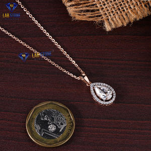 Labstone/Timeless Elegance 1.882 TDW Pendentif en or rose avec diamant taille poire et rond Couleur EF-VS sans fin Sparkle - Product Image 4