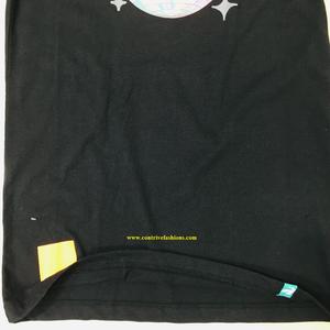 Camisetas de algodón unisex con etiqueta privada, 160 Gsm, color negro, Parte delantera trasera, dos mangas, goma personalizada, serigrafiada, Campaña de talla grande - Product Image 5