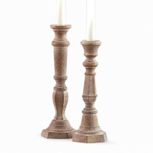 Tall <b>Carved</b> Wooden Taper <b>Candle</b> Holders With Smooth Natural Grain Finish For Elegant Home Styling - Product Image 6