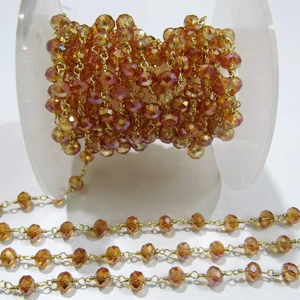 Peach Moonstone Hydro Quartz AB Mystic Coated Rondelle 6mm Cadena de Rosario con cuentas facetadas - Product Image 1