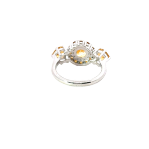 Anillo de racimo de citrino hecho a mano de calidad Superior, joyería fina clásica chapada en rodio para bodas, fiestas, otros especiales - Product Image 5