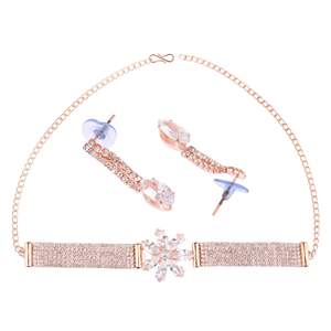 Joyería India al por mayor, joyería floral chapada en oro, joyería nupcial de cristal a la moda para boda, pendiente colgante, joyería para mujer, oro - Product Image 4