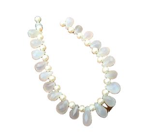 Cuentas de Briolette de piedras preciosas con forma de lágrima, 21 piezas, piedra lunar blanca Natural, facetadas, para collar, pulsera, joyería DIY - Product Image 1