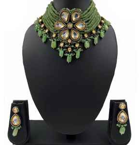 ชุดโช้คเกอร์ Kundan แบบดั้งเดิมพร้อมลูกปัดสีชมพูและต่างหูสำหรับชุดเจ้าสาวสำหรับผู้หญิงสาวๆโช้คเกอร์ Kundan สำหรับงานแต่งงาน - Product Image 6