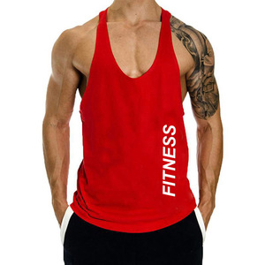 Venta al por mayor de los hombres atléticos Stringer sólido Racerback gimnasio camiseta sin mangas culturismo músculo entrenamiento Fitness gimnasio camisetas - Product Image 5