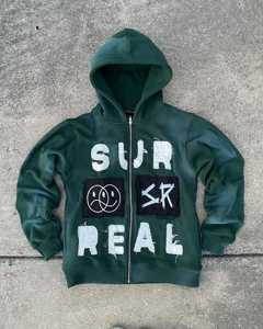 Nouveau design – Sweats à capuche brodés d'hiver avec sérigraphie effet vieilli, délavés au soleil, coupe courte et oversize en coton French Terry pour homme - Product Image 4