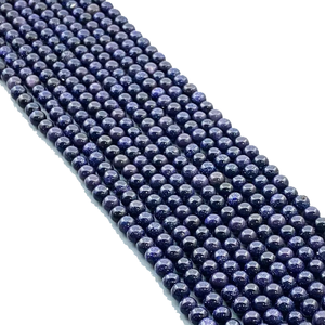 ลูกปัดหิน ลูกปัดหินทรายสีน้ำเงิน สร้อยหิน ลูกปัดหินแบบหลวม หินลื่น สร้อยคอหินบำบัด คริสตัลธรรมชาติ ขายส่ง - Product Image 2
