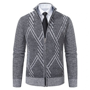 2024 nouveau automne hiver veste hommes chaud cachemire décontracté fermeture éclair coupe ajustée polaire veste hommes manteau robe tricots mâle - Product Image 2