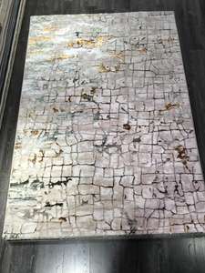 Tapis turc antique tissé à la machine en polyester jacquard, résistant aux taches, à poils longs, motif géométrique, avec envers en jute, rouge - Product Image 5