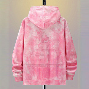 <b>Pink</b> Solid Hooded <b>Sweatshirt</b> <b>Men</b> Oversized Regular Sleeve Knitted Casual Winter Breathable Pocket Front Logo 100% Cotton - Product Image 2