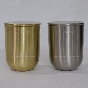 Tarro de vela dorado de latón personalizado 2022 con tapa Recipiente de metal de lujo para el hogar Contenedores vacíos para hacer velas Nuevos diseños - Product Image 5