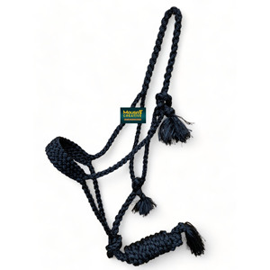 Wide Noseband English Horse Cowboy <b>Braided</b> Rope Halter with 7Ft Lead Mule Tape Material Customizable Colors & Logo - Product Image 2