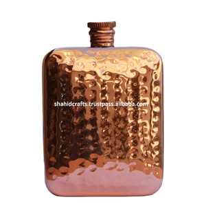 กระติกน้ำทองแดงแท้ 100% คุณภาพสูง ดีไซน์โค้งมนทันสมัย แบบตอกลาย - Product Image 1