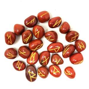 Bán Buôn Đỏ Jasper Rune Đá Đặt Khắc Với Vàng Biểu Tượng Đánh Bóng Tình Yêu Cho Bói Toán Chữa Bệnh Thiền Reiki Tinh Thể - Product Image 6