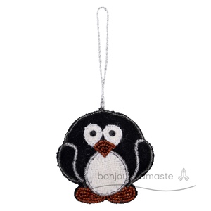 Fait à la main Bonjour Namaste joli pingouin ornement de noël mat décor de fête pour arbre vacances Figurine jouet fabriqué à la main - Product Image 1