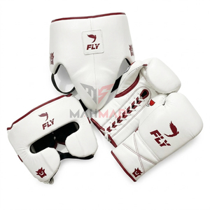 Ensemble de boxe personnalisé dernière génération, fabrication en usine, best-seller : Gants de boxe professionnels en cuir, protège-tête et protège-glandes. - Product Image 4