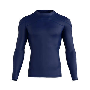 Venta al por mayor de camisas transpirables de compresión de fitness para los hombres de color personalizado de poliéster Spandex O cuello manga larga Rash Guards - Product Image 1