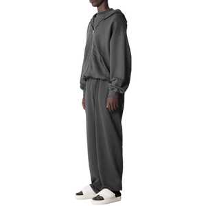Conjunto de Sudadera con Capucha y Pantalones Deportivos Holgados Casuales Transpirables de 340 g/m², Unisex, de Felpa de Algodón - Product Image 2