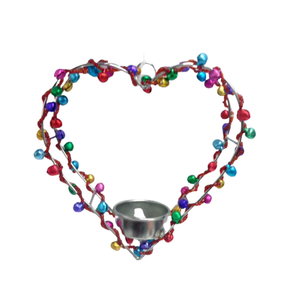 Ensemble décoratif de noël de 3 fer/perles suspendus T support de lumière bougeoir de couleur nickel pour décor de table à la main - Product Image 2