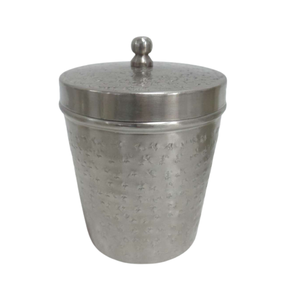 Boîte ronde en fer avec couvercle nickelé pour ustensiles de cuisine Style moderne décoratif fait à la main personnalisé en vrac - Product Image 1