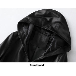 Chaqueta de Motociclista de Cuero Genuino para Mujer con Perlas y Relleno de Algodón Ecológica a Prueba de Viento y Diseño Elegante - Product Image 4