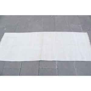 พรมวินเทจขนาด 2.1x5.9 ฟุต, พรมวิ่งสไตล์ตุรกี, พรมลายทางสีขาวเทา - Product Image 2