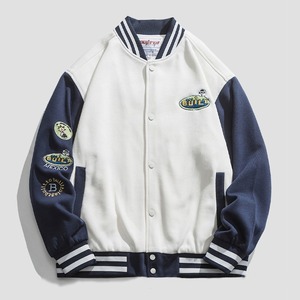 Chaqueta universitaria con diseño de logotipo personalizado OEM, cuerpo de lana verde y mangas de cuero auténtico blanco, chaqueta de béisbol Letterman - Product Image 6