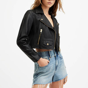 Chaqueta corta de cuero para mujer, hecha de cuero puro, fácilmente disponible, nuevo estilo, ropa de invierno, Chaqueta corta de cuero para mujer de Color personalizado - Product Image 4