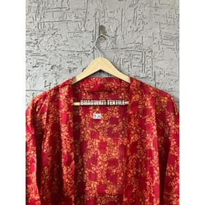 2025 femmes thermique soie Kimono Cardigan imprimé fleuri à manches longues plage couvrir avec des robes embellies - Product Image 3