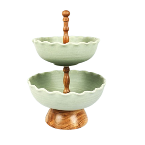 Nueva llegada Cake Stand hecho a mano al por mayor 3 niveles personalizado elegante metal y cerámica calidad Cake Stand - Product Image 2