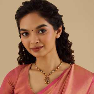 Silver Temple <b>Necklace</b> 173306 Trendy Religious Diamond and Pearl Chains for Weddings and Engagements - Product Image 1