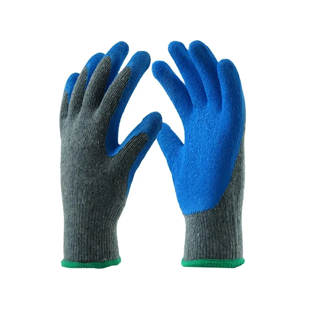 Factory wholesale price Cotton Dipped Protective Gloves Latex Rubber Coated Construction Warehouse Gardening Work Gloves