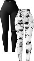 Legging de yoga taille haute pleine longueur grande taille délavé avec cordon de serrage en Spandex