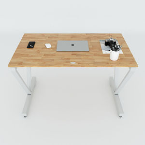 SFVC001 <b>Simple</b> Design Rubberwood Computer <b>Desk</b> with Iron V-Shaped Legs - Product Image 4