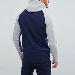 Ropa deportiva de entrenamiento, conjunto deportivo de dos piezas de forro polar de doble color, ropa fina para fitness, correr, gimnasio, chándal con capucha para hombre, conjunto de joggers. - Product Image 4