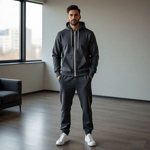 <b>Men's</b> Zipper Tracksuit Zipper Hoodie and Sweatpants <b>Jogger</b> Two Piece Sets <b>Men</b> Casual Rhinestone Track Suit <b>Mens</b> - Product Image 1