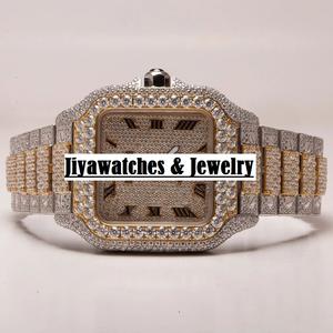 Montre mécanique personnalisée de luxe en acier inoxydable ETA avec moissanite VVS, style hip-hop, verre analogique, boîtier carré de 41 mm, automatique - Product Image 1