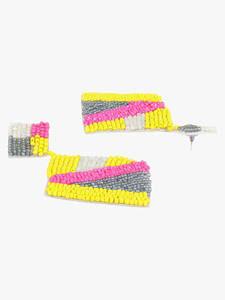 Boucles d'oreilles géométriques en perles Broderie artisanale de perles de rocaille Colorful Abstract Design Jewelry Modern Statement Accessories Custom - Product Image 2