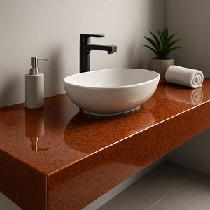 Fournisseur en gros de Cliostones R-R 5 dessus de vanité modernes en granit rouge royal coupés à la taille polie graphique d'application de villa de surface - Product Image 6